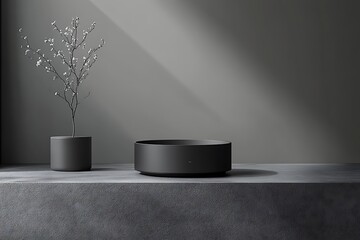  Simplistic, monochrome product design in a clean, minimalist space, highlighting elegance and sophistication