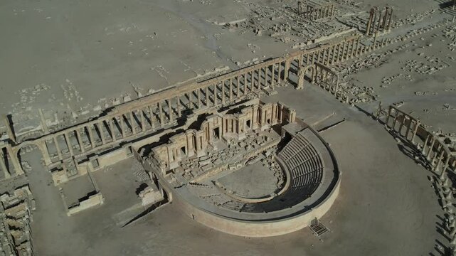Ancient Ruins of Palmyra in Syria. The Roman Theatre of Palmyra.
