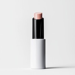 Obraz premium Cosmetic stick on a minimalist background. a solid white balm stick, convenient and portable skincare product, minimal packaging, isolated on white background 