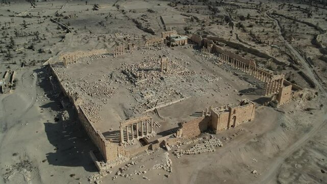 Ancient Ruins of Palmyra in Syria. The Roman Theatre of Palmyra.