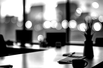 Tranquil Office Environment with Soft Focus and Bokeh Background Effects