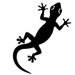 A vector silhouette of a gecko climbing a wall, its toes gripping 