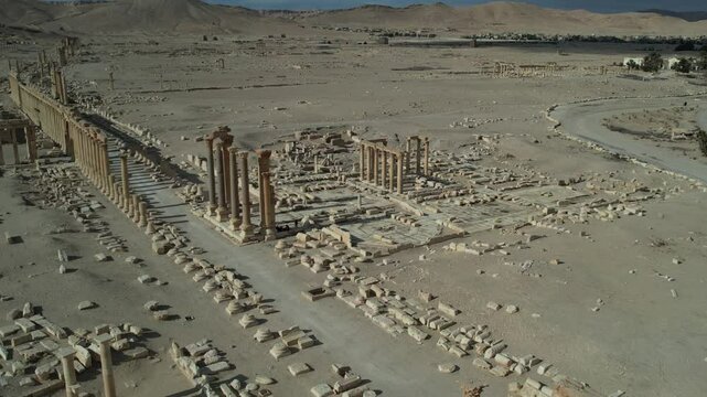 Ancient Ruins of Palmyra in Syria. The Roman Theatre of Palmyra.