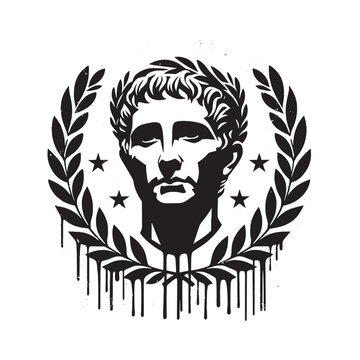 recommend clip art: Caesar stencil with dripping paint effect, grunge style, in black and white