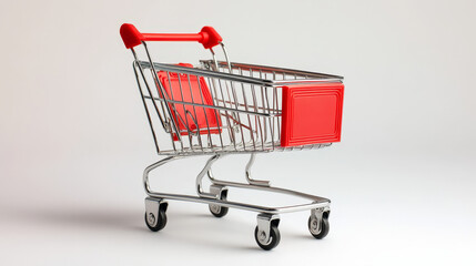 Shopping cart isolated on white background. Shopping trolley side and front view.
