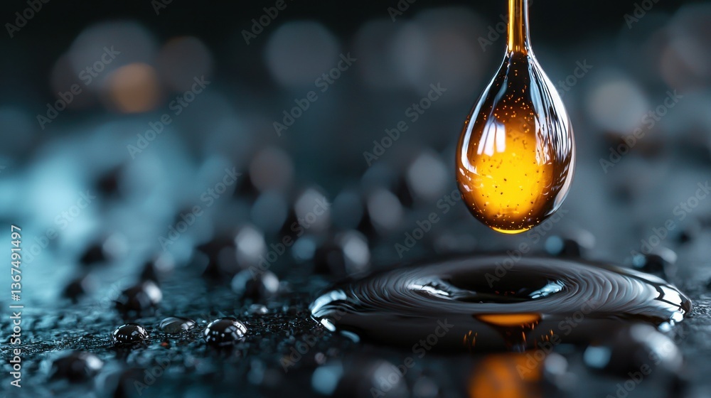 Poster captivating liquid droplet splash captured in close up showcasing the dynamic movement reflection an