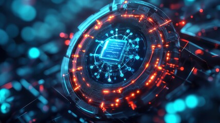 Fototapeta premium Advanced quantum processor core conceptual rendering for network security
