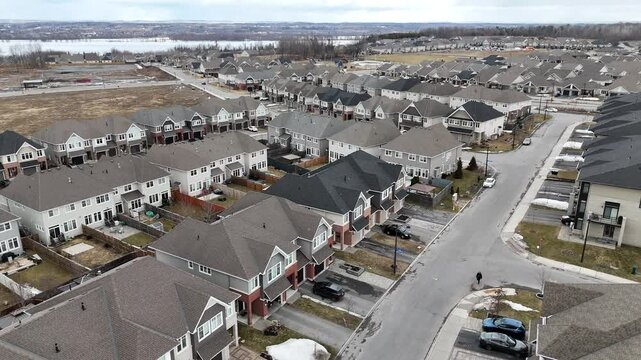 4k drone footage over a suberb of Ottawa, Canada.