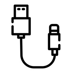 charging cable cut line icon
