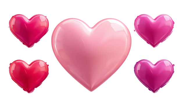 3D heart featuring pastel gradient colors in red, pink, and purple png