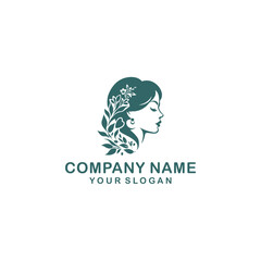 silhouette logo beautiful woman vector
