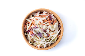 Coleslaw salad isolated on white background