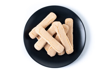 Italian biscuits ladyfingers savoiardi isolated on white background