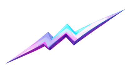 3D lightning bolt featuring pastel gradient colors of blue, pink, and purple png