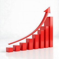 Business growth chart with rising red arrow showing financial success