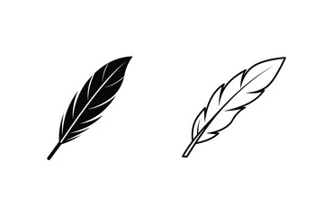 Obraz premium Two Simple Feather Icons Black, White, Quill, Bird, Design