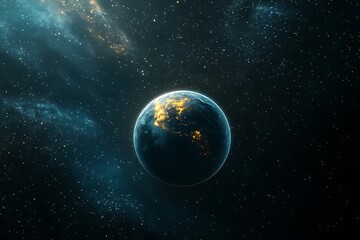 Fototapeta premium Planet Earth View From Space with City Lights and Galaxy