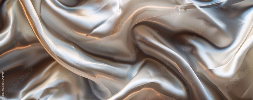 Poster flowing and waving smooth silver silk or satin texture with highlights and shadows for a luxurious a