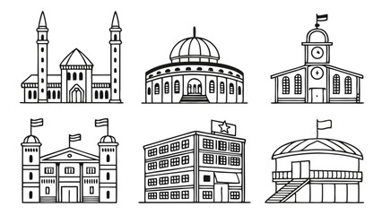 Collection of Hand-Drawn Black and White House Illustrations
