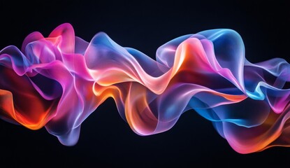 Colorful abstract flowing ribbons against a dark background