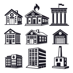 Collection of Hand-Drawn Black and White House Illustrations
