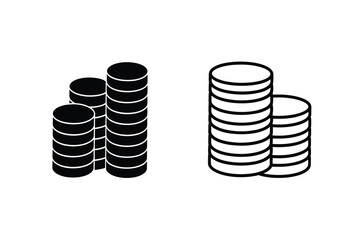 Coin Stacks, Currency, Finance, Money, Wealth, Icons, Savings, Investment, Assets, Budget