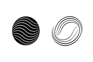 Abstract Circular Wave Logos Design Elements, Branding, Minimalist, Black, White