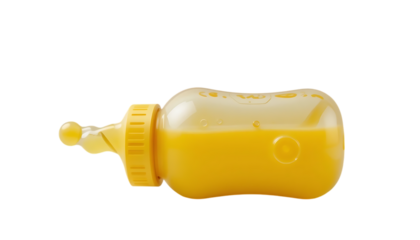 3D Yellow Baby Bottle with a yellow nipple, designed for infant feeding png