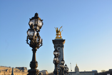 Fototapeta premium Architecture of the Pont Alexandre III bridge over the Seine river, Paris. France