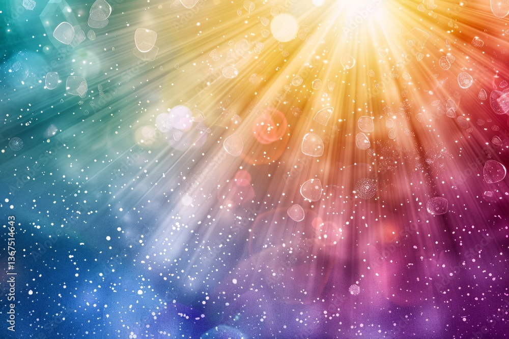 Poster shining abstract background with bright light and bokeh, evoking a magical and festive ambiance