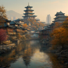 Obraz premium Traditional buildings in harmony with modern buildings - Seoul