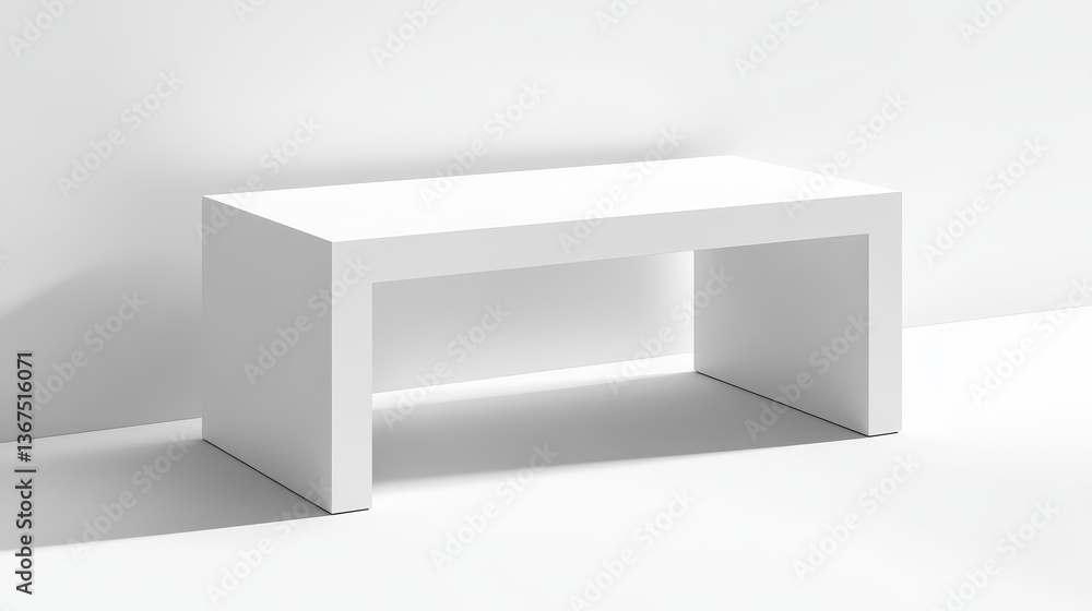 Poster realistic white table 3d object rectangular isolated on white background. plastic or metal table det