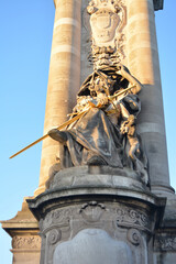 Architecture of the Pont Alexandre III bridge over the Seine river, Paris. France
