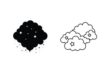 Magical Starry Clouds Icon Set, Design Elements, Fantasy, Illustration, Vector