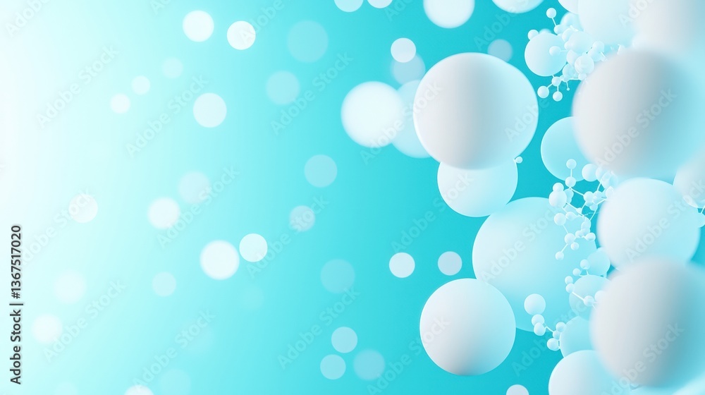 Poster a serene abstract background featuring soft, light blue hues and floating circles, creating a calmin