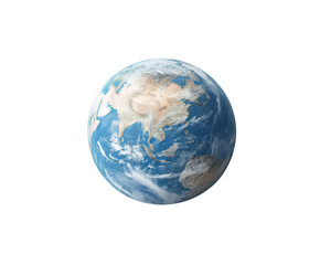 Fototapeta premium Detailed earth globe centered on Asia continent, isolated on clean white background