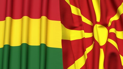 Flags of BOLIVIA and MACEDONIA with realistic cloth texture
