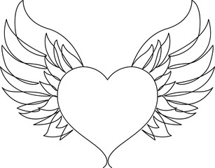 Heart with wings one line art vector © panadesignteam