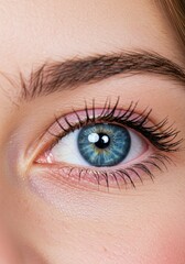 Naklejka premium Captivating macro image showcasing the expressive beauty of a striking blue human eye