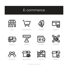 ecommerce line icon sets editable stroke vector simple bundle