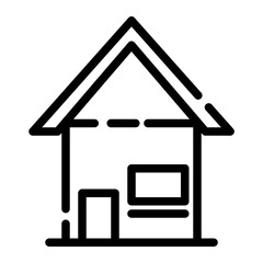 camping hut cut line icon