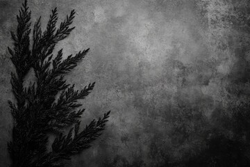 Black Pine Branch on Dark Gray Surface