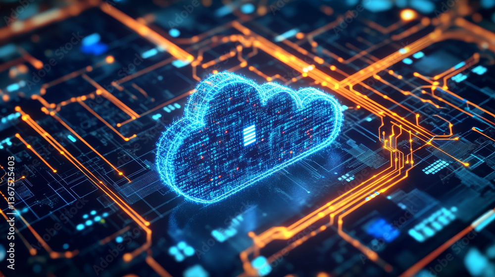 Poster isometric modern cloud technology and networking concept. web cloud technology business. internet da