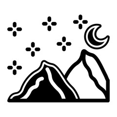 night mountain weather glyph icon
