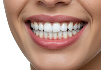 Obraz premium Closeup of a Woman's Bright, Healthy Smile Perfect Teeth Whitening and Oral Hygiene