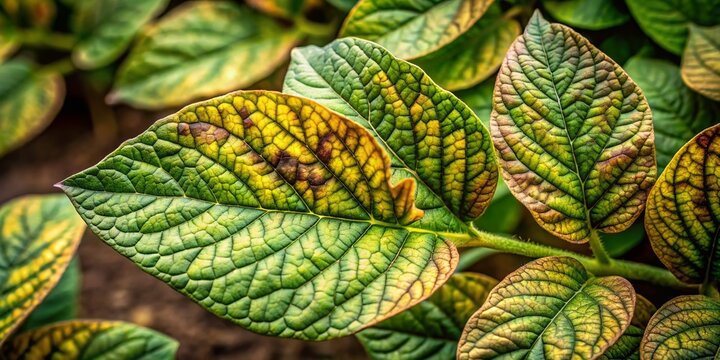 Early Blight on Potato Plants: Close-Up of Infected Leaves