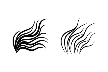 Abstract Black and White Wavy Grass Line Art Designs