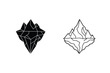 Geometric Iceberg Designs Minimalist Line Art, Black and White Illustrations © pankajkumar