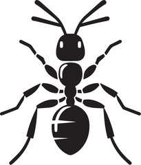 Ant black and white vector illustration