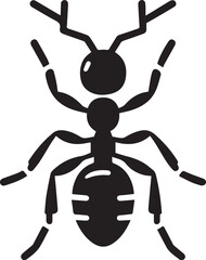 Ant black and white vector illustration